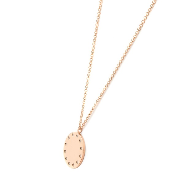 Rachel Koen Round Diamond Circle Disc Pendant Necklace 14K Rose Gold 0.09cttw - Picture 4 of 7